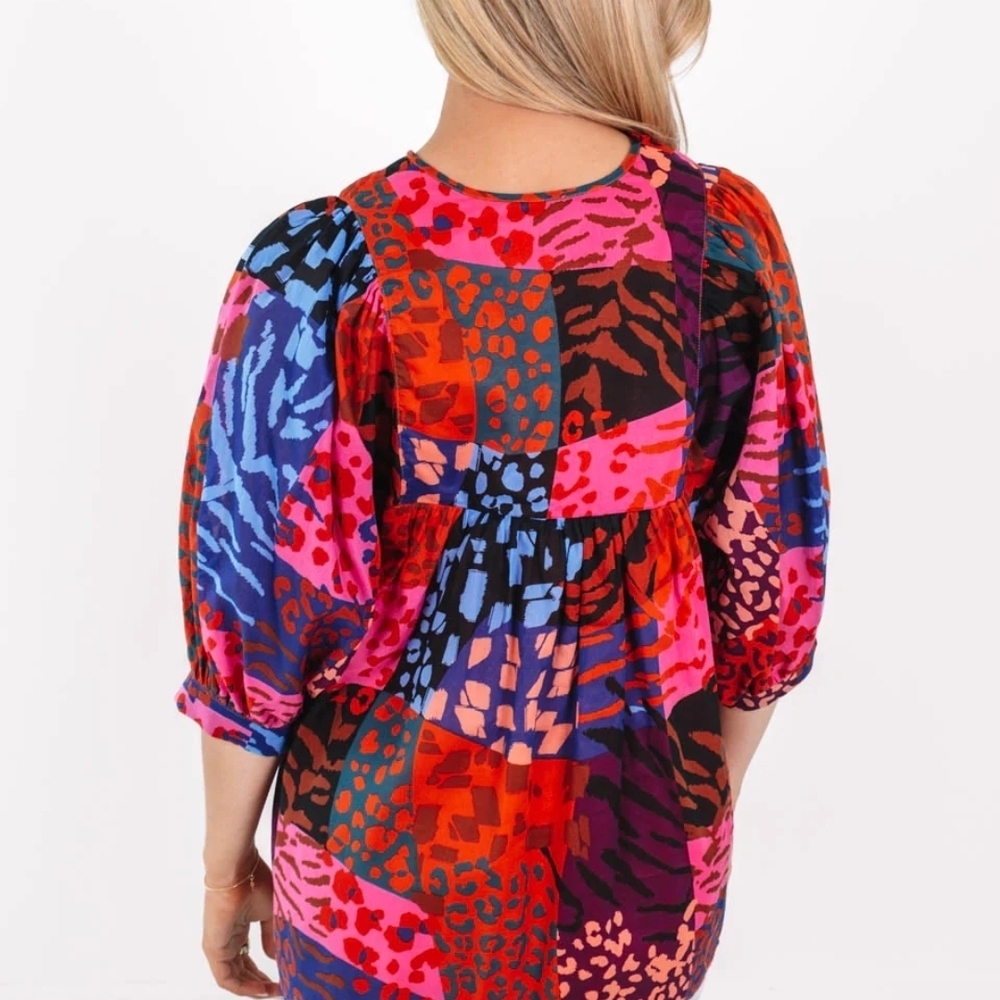 J. Marie Vibrant Multi-Color Patchwork Blouse Xs - image 4
